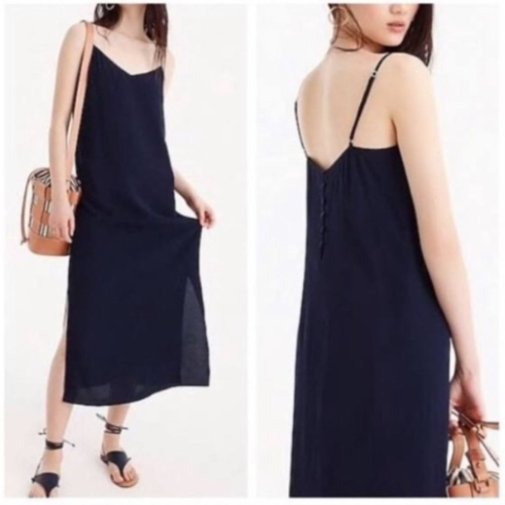 JCrew Navy Midi Slip Dress Sz:0 Item: J1681